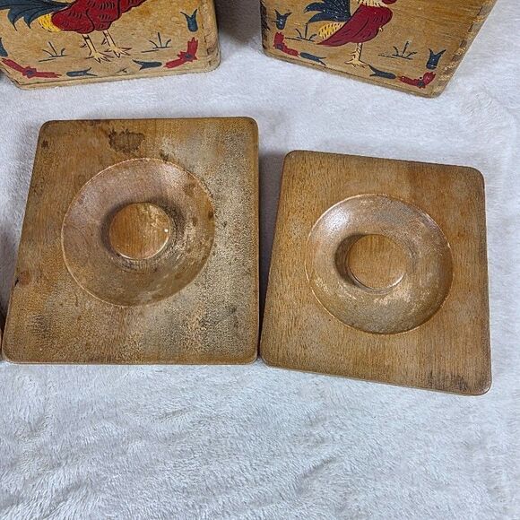 Fred Roberts Co. Hand Painted 4 Piece Roosters Wooden Nesting Canister Set Japan - Picture 6 of 10